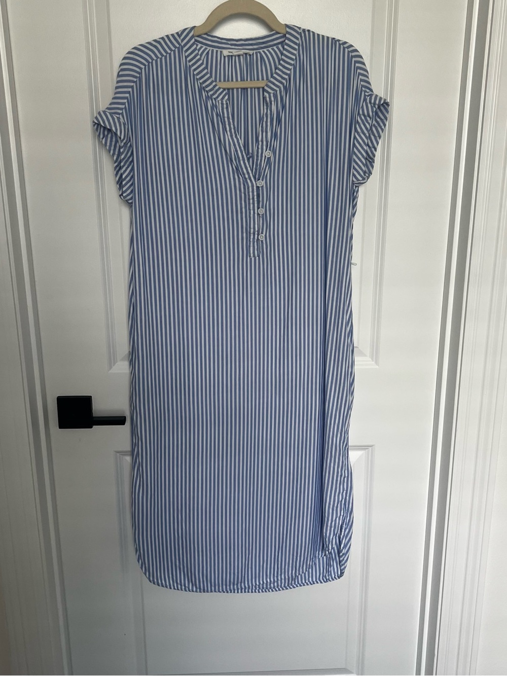 Beach Lunch Lounge Blue and White Striped Shirt Dress